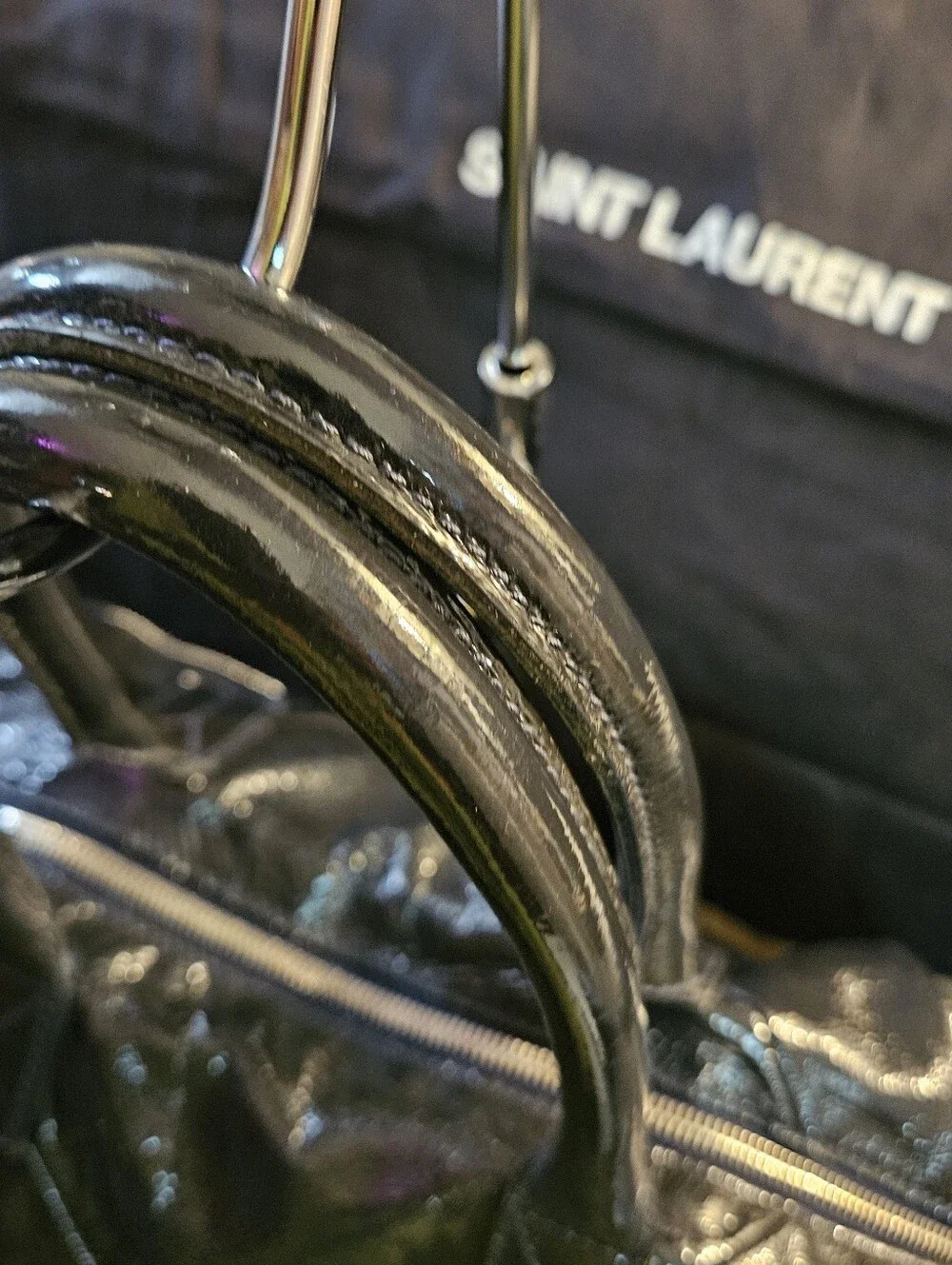 Yves Saint Laurent Hand Bag Black Patent leather Satchel